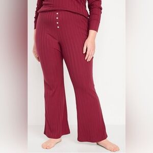 Old Navy High-Waisted Pointelle-Knit Flare Pajama Pants 2X Redstone